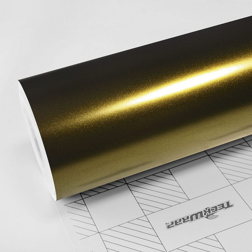 Satin Metallic - HM Series Satin metallic Teckwrap Greenfinch Gold 5 X 60 ft / 1.66 X 20 yd / 1.52 X 18 meters 
