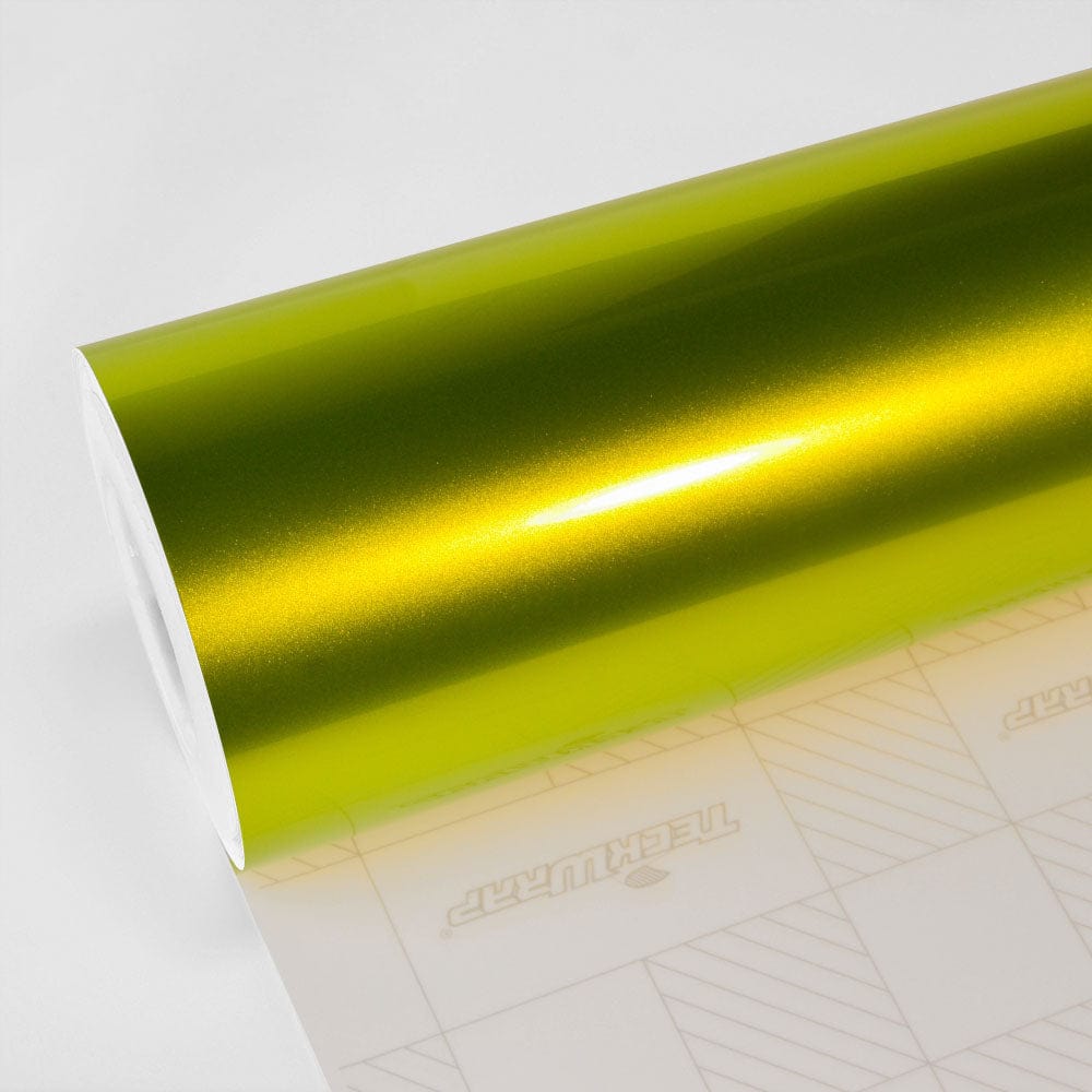 Gloss Aluminum Vinyl Wrap - GAL Series (GAL01-22) Gloss Metallic Teckwrap Yellow Green - HD 5 X 60 ft / 1.66 X 20 yd / 1.52 X 18 meters 
