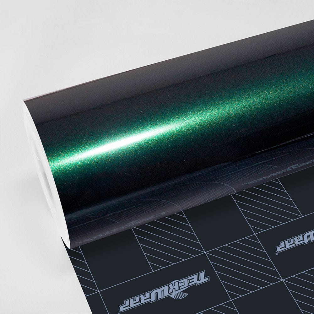 Gloss Metallic Vinyl Wrap - HM - Series Gloss Metallic Teckwrap Gloss Green Black Silk - HD 5 X 60 ft, 1.66 X 20 yd(1.52 X 18m) 
