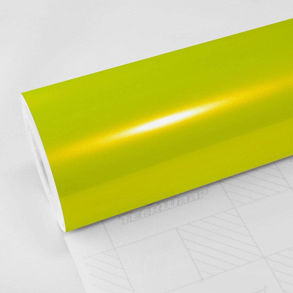 Gloss Metallic Vinyl Wrap - RB Series (RB02-12) Gloss Metallic Teckwrap Acid Lime - HD 5 X 60 ft / 1.66 X 20 yd / 1.52 X 18 meters 